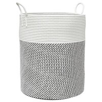 Opbergmand &Oslash; 38x46 cm katoen grijs en wit