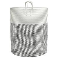 Opbergmand &Oslash; 38x46 cm katoen grijs en wit