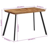 Eettafel 120x62x76 cm massief teakhout
