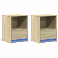 Nachtkastjes met LED-verlichting 2 st bewerkt hout sonoma eiken