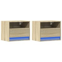 Nachtkastjes met LED wandgemonteerd 2 st sonoma eikenkleurig