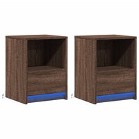 Nachtkastjes met LED 2 st bewerkt hout bruin eikenkleur