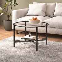 Salontafel 70 cm gehard glas zwart en transparant