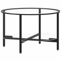 Salontafel 70 cm gehard glas zwart en transparant