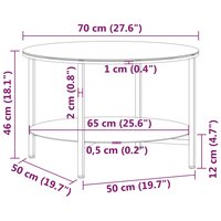 Salontafel 70 cm gehard glas zwart en witmarmer