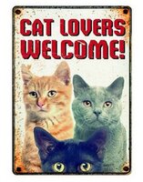 Plenty Gifts Waakbord Blik Cat Lovers Welcome 15X21 CM
