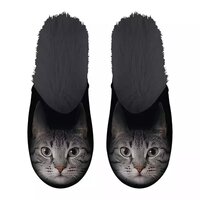Merkloos Pantoffel Grijze Kat Zwart MAAT 39-42