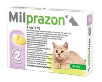 Krka Milprazon Ontwormingstabletten Kat &gt;0,5 KG 4 MG/10 MG 2 TBL
