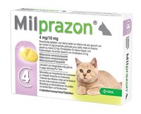 Krka Milprazon Ontwormingstabletten Kat &gt;0,5 KG 4 MG/10 MG 4 TBL