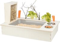 Trixie Voederstation Met Voerbak / Waterbak / Hooiruif Hout Naturel 70X47X41 CM