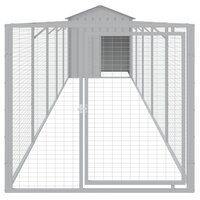 Hondenhok met dak 117x609x123 cm staal lichtgrijs