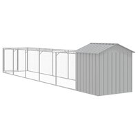 Hondenhok met dak 117x609x123 cm staal lichtgrijs