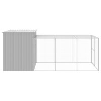 Hondenhok met ren 214x457x181 cm staal lichtgrijs
