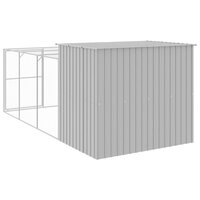 Hondenhok met ren 214x457x181 cm staal lichtgrijs