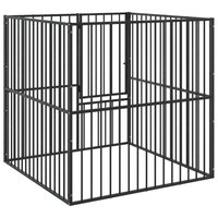 Hondenkennel 4 panelen gepoedercoat staal zwart