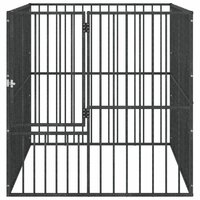 Hondenkennel 4 panelen gepoedercoat staal zwart