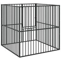 Hondenkennel 4 panelen gepoedercoat staal zwart