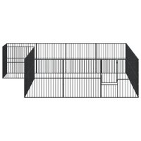 Hondenkennel 16 panelen gepoedercoat staal zwart