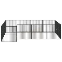 Hondenkennel 16 panelen gepoedercoat staal zwart