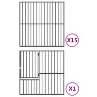 Hondenkennel 16 panelen gepoedercoat staal zwart
