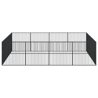 Hondenkennel 16 panelen gepoedercoat staal zwart