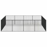 Hondenkennel 16 panelen gepoedercoat staal zwart