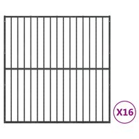 Hondenkennel 16 panelen gepoedercoat staal zwart
