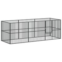 Hondenkennel 8 panelen gepoedercoat staal zwart