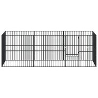 Hondenkennel 8 panelen gepoedercoat staal zwart