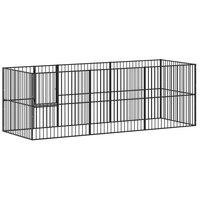 Hondenkennel 8 panelen gepoedercoat staal zwart