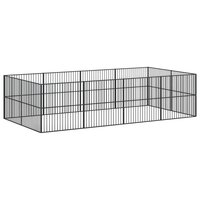 Hondenkennel 12 panelen gepoedercoat staal zwart