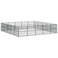 Hondenkennel 20 panelen gepoedercoat staal zwart