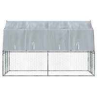 Hondenkennel met dak en deur gegalvaniseerd staal zilverkleurig