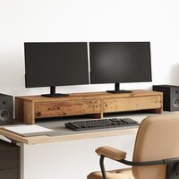 Monitorstandaard met lades 100x27x15 cm hout oud houtkleurig