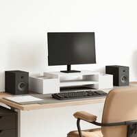 Monitorstandaard met opbergruimte 70x27x15 cm bewerkt hout wit