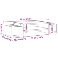 Monitorstandaard met opbergruimte 70x27x15 cm bewerkt hout wit