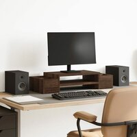 Monitorstandaard met opbergruimte 70x27x15 cm hout bruin eiken