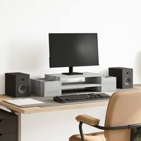 Monitorstandaard met opbergruimte 70x27x15 cm hout grijs sonoma