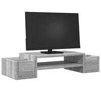 Monitorstandaard met opbergruimte 70x27x15 cm hout grijs sonoma