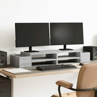 Monitorstandaard opbergruimte 100x27x15 cm hout grijs sonoma