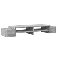 Monitorstandaard opbergruimte 100x27x15 cm hout grijs sonoma