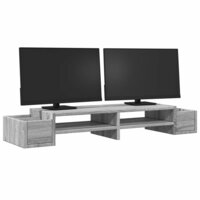 Monitorstandaard opbergruimte 100x27x15 cm hout grijs sonoma