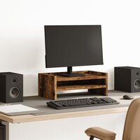 Monitorstandaard 42x24x16 cm bewerkt hout gerookt eikenkleurig