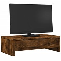 Monitorstandaard met lades 50x27x15 cm hout gerookt eikenkleur