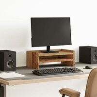 Monitorstandaard 42x24x16 cm bewerkt hout oud houtkleurig