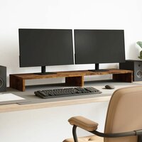 Monitorstandaard 100x27x10 cm bewerkt hout gerookt eikenkleurig