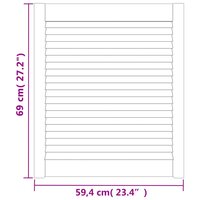 Kastdeuren met lamellen 2 st 69x59,4 cm massief grenenhout wit