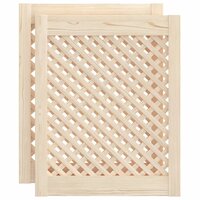 Kastdeuren met latwerk 2 st 49,5x61,5 cm massief grenenhout
