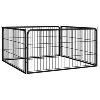 Hondenkennel 4 panelen 100x50 cm gepoedercoat staal zwart