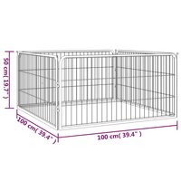 Hondenkennel 4 panelen 100x50 cm gepoedercoat staal zwart